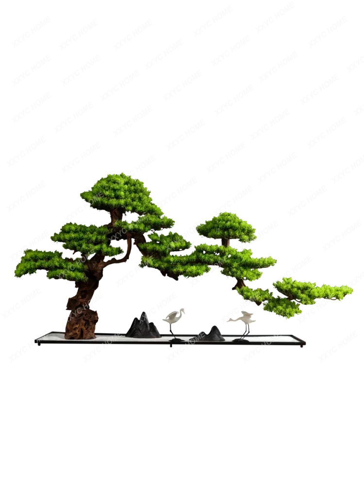 

New Chinese Style Welcome Pine Desktop Decoration Club Hall Zen Decoration Green Plant Bonsai Imitative Tree