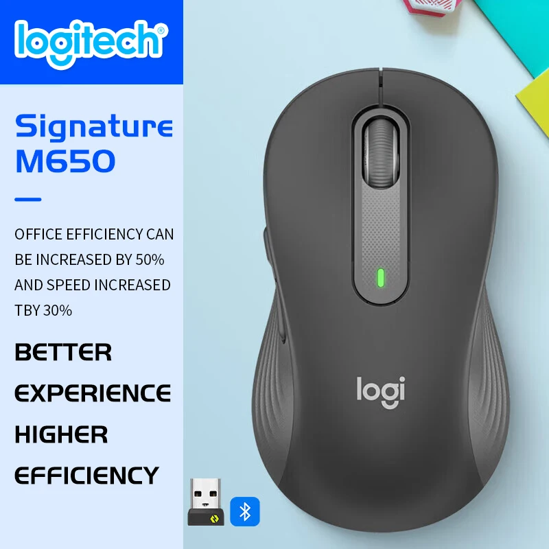 

Logitech Signature M650 Wireless Bluetooth Mouse Light Sound Business Notebook Tablet Bluetooth Light Silent Dual Mode Home Offi