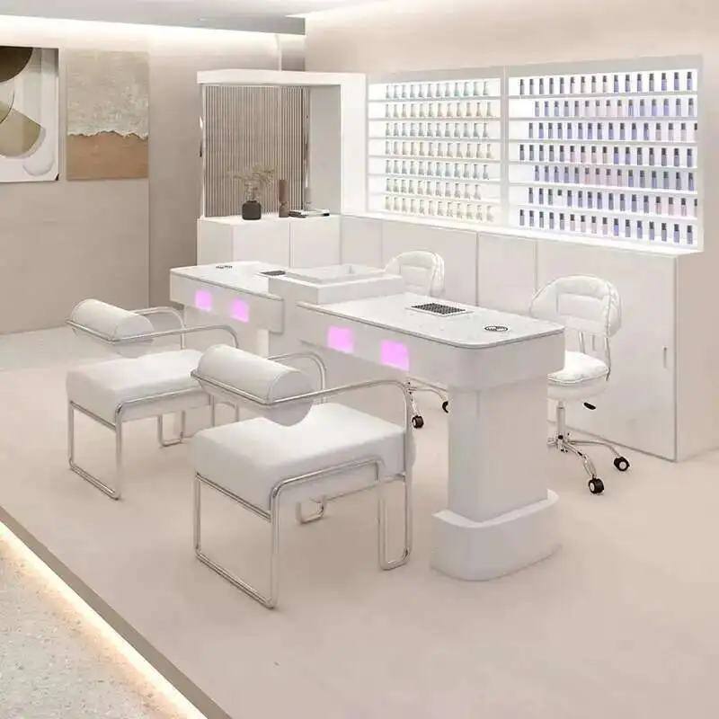 

New Table Nail Chair Manicure Model Marble Salon Furniture Designer Mesas UV Lamp Professional Nails Gel Manicure Tafel Funiture