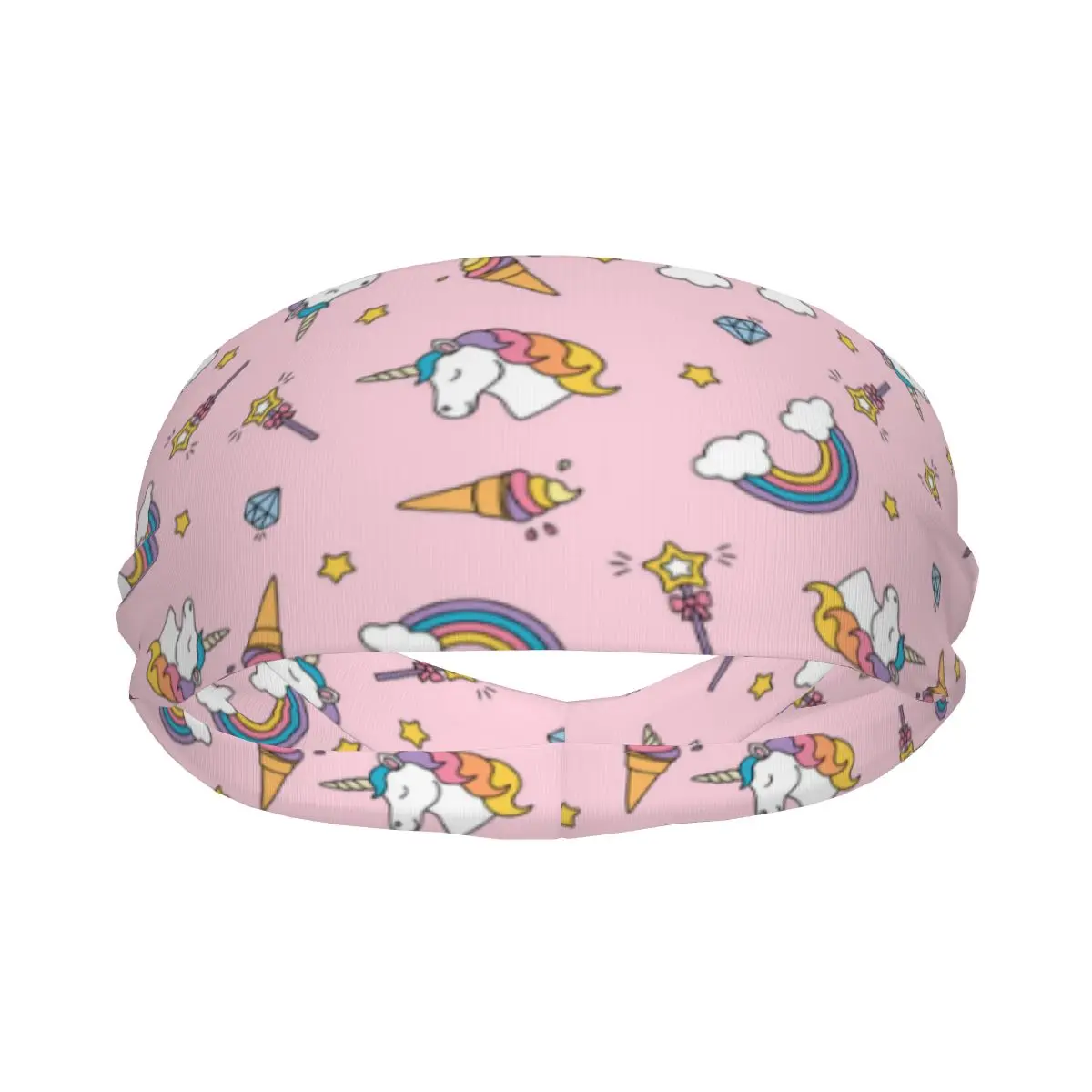 

Повязка на голову для занятий спортом, йогой, фитнесом, эластичная повязка на повязку для волос, эластичная повязка на голову с единорогом, радужным и волшебным узором