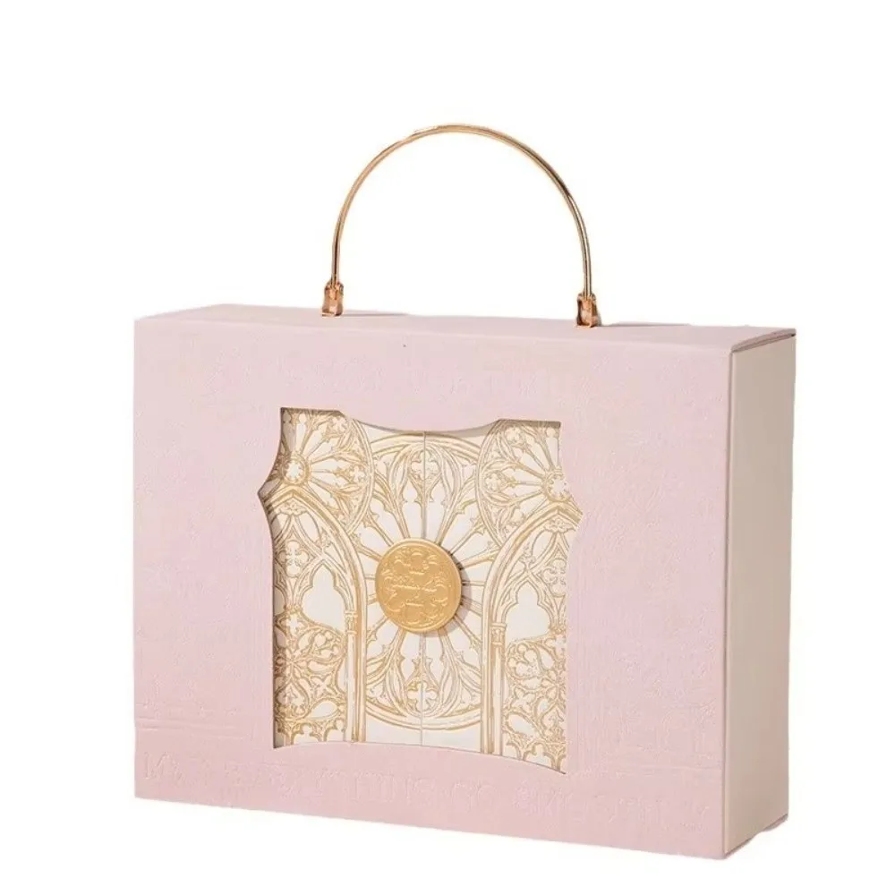 Europäische Barock-Wildleder-Geschenkbox, aufklappbare Handverpackungsboxen, doppelt öffnende Metallgriff-Süßigkeitenboxen – Detail 18