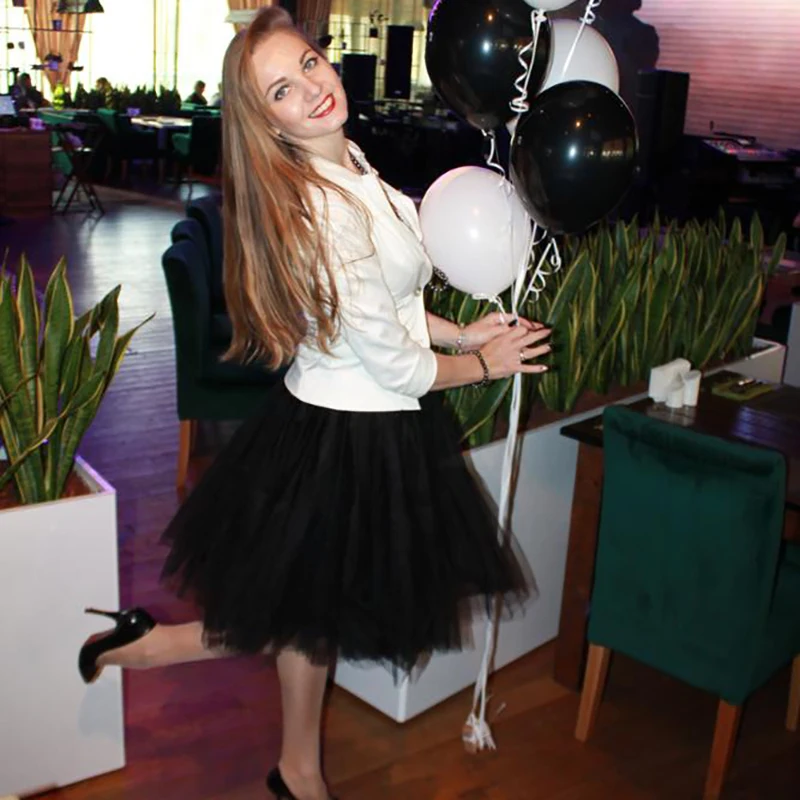 Cosplay 6 Gelaagde Knielengte Halloween Tutu Rok Met Hoge Taille Elastische Geplooide Rokken Bruidsmeisje Baljurk Rok