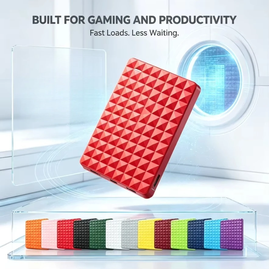 Original Gray/Red/Purple Portable External Hard Drive Ultra High Speed Large Capacity Storage Disk for Laptop Desktop PC Backup