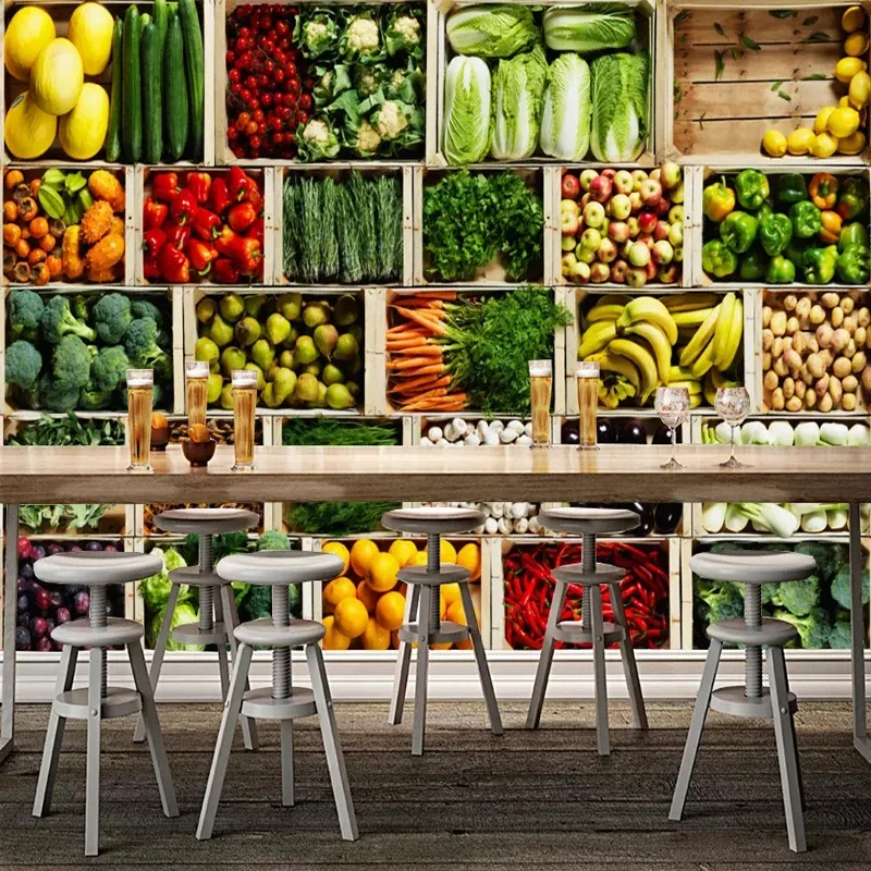 Custom 3D Wall Mural Vegetable Fruit Photo Wallpaper Fruit Store Supermarket Background Wall Decor Modern Eco-Friendly Painting