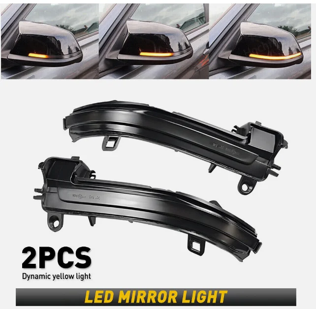 2PCS Moked Turn Signal Lamp LED Side Mirror Light For BMW 4 3 2 1 Series F30 F35 F80 Engine Car Accessories Parts Replacement