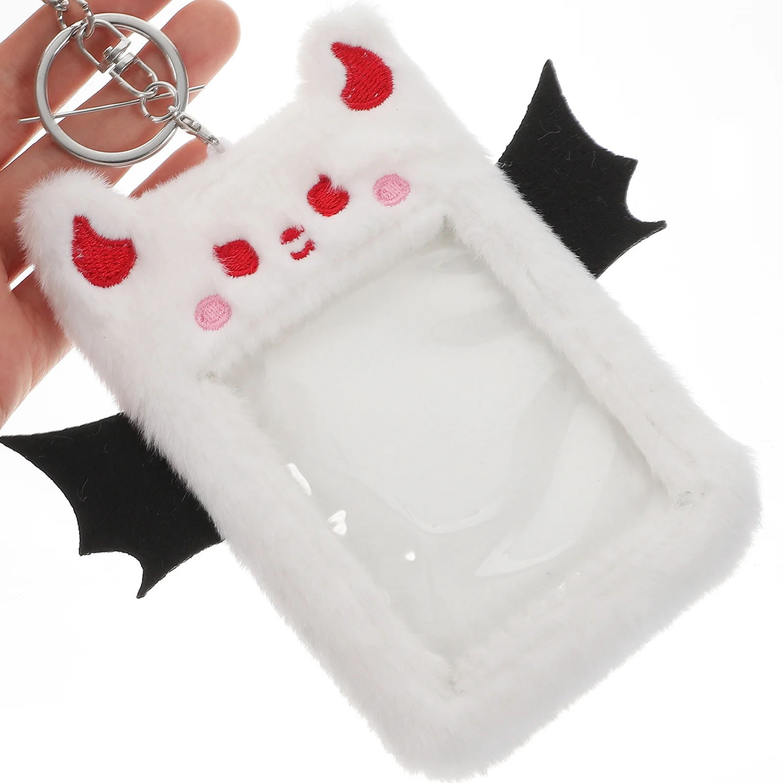 

Clear Plush Card Holder Girly Keychain Id Badge Cartoon Keychian Protectors Sleeve