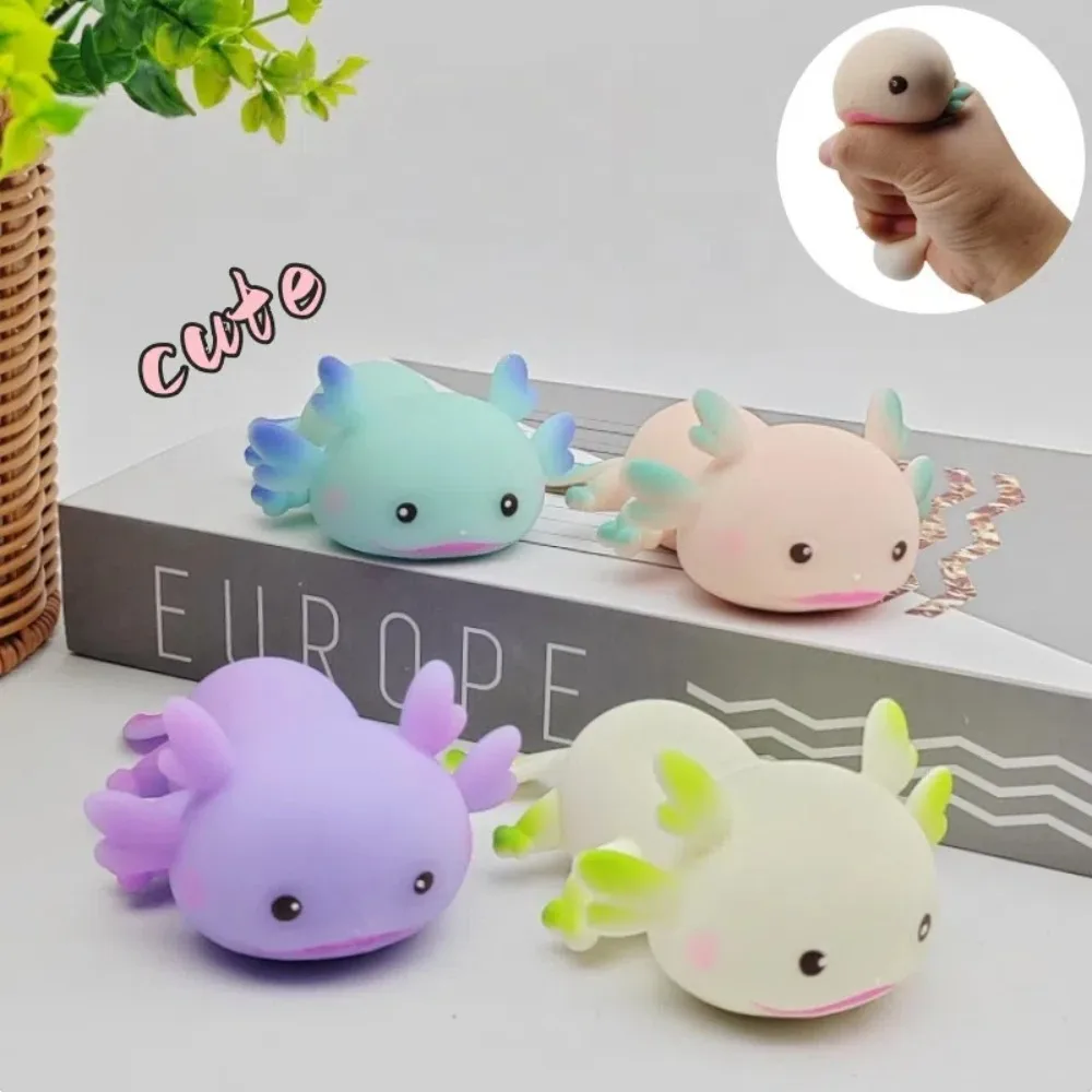 Cute Axolotl Squeeze Toys Stress Relief Fidget Doll Cartoon Fish Squishy Toy Stretch Design Multiple Color Slow Rebound Toys