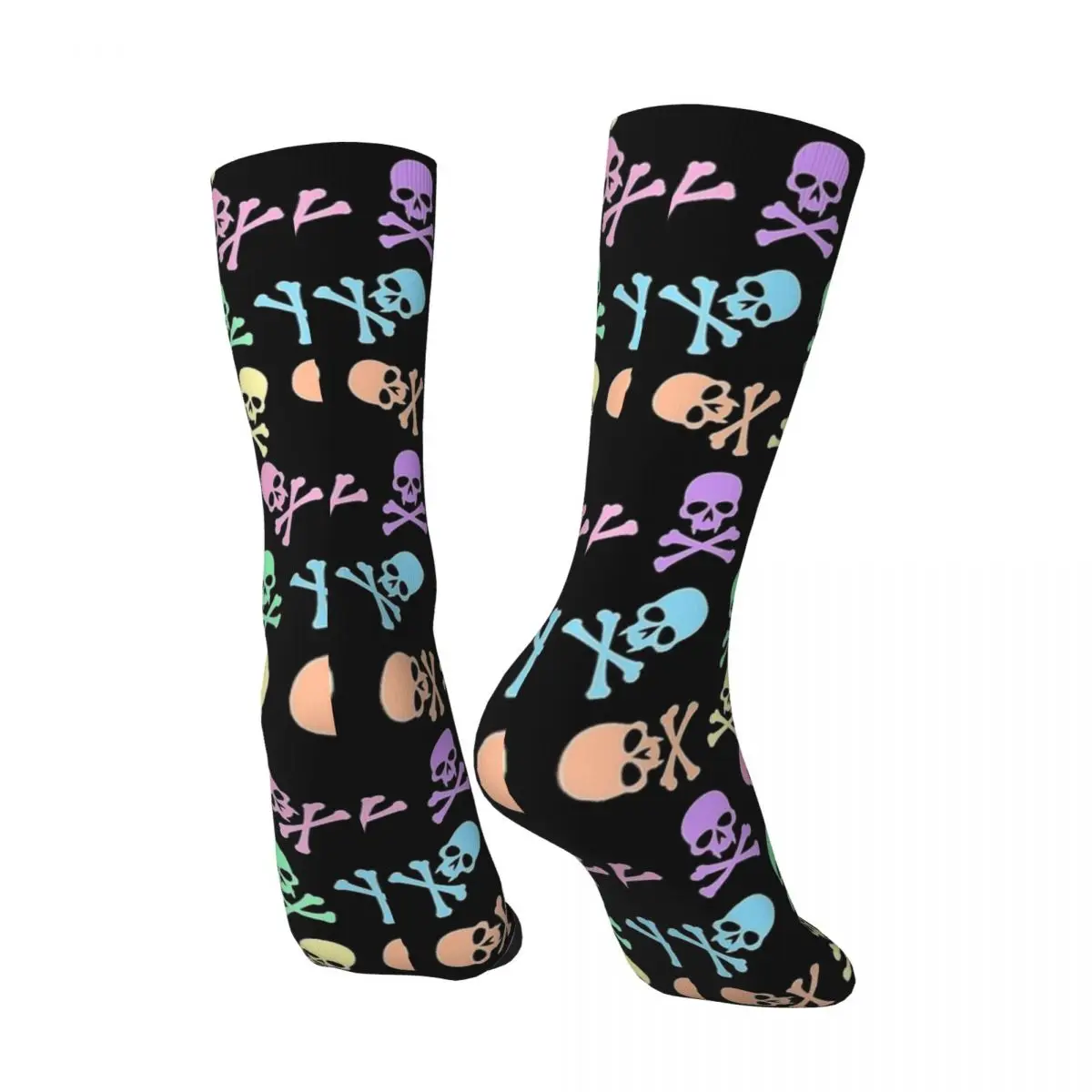 Halloween Compression Socks Autumn Colorful Skull Bone Stockings Retro Adults Men Comfortable Socks Outdoor Non-Slip Socks