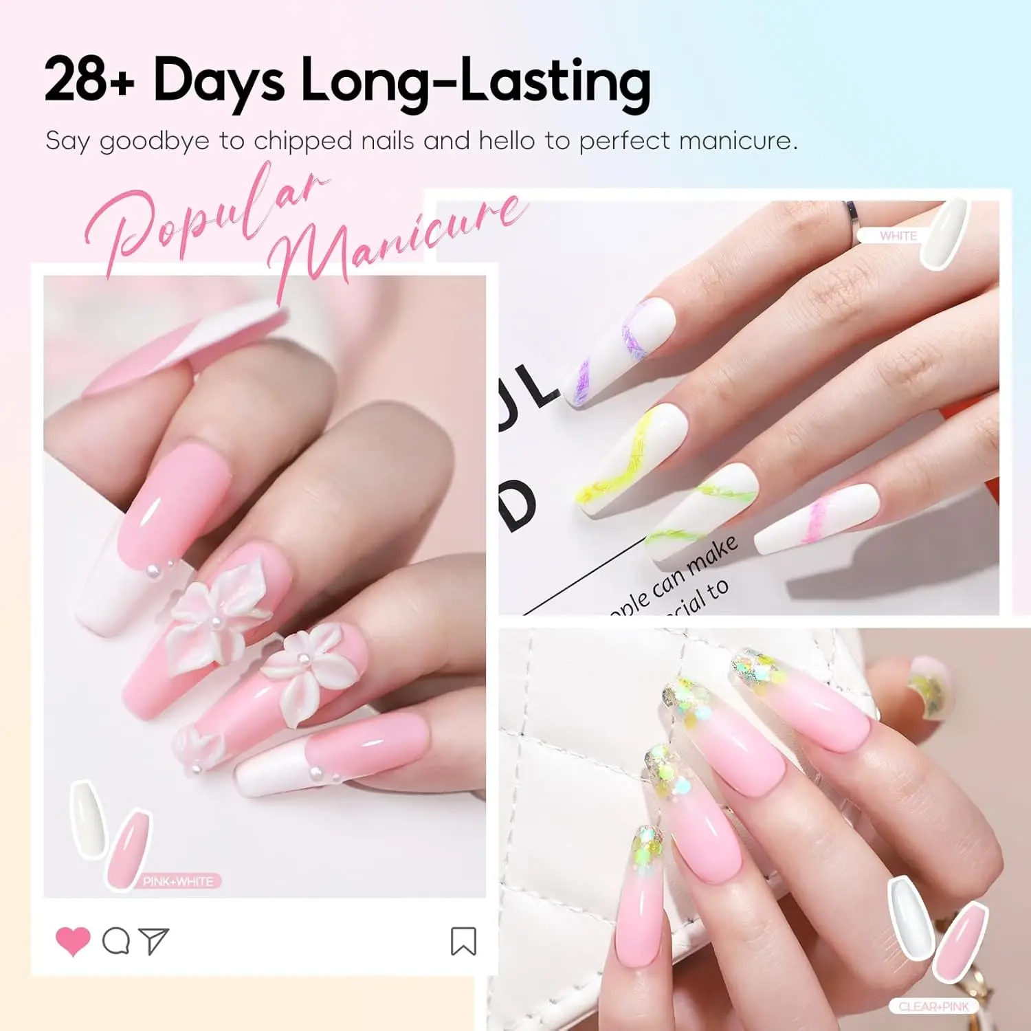 Kit completo de uñas acrílicas con luz UV, taladro, 24 colores en polvo y esmalte de gel para principiantes, regalos de manicura DIY