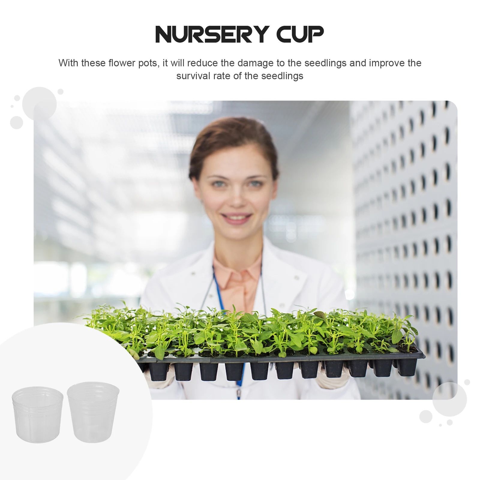 

50 set Nursery Cups for Seedlings Plastic Flowerpots Holes Plant Nursery Pots Garden Flowerpots Hydroponic Growth Media Tomato