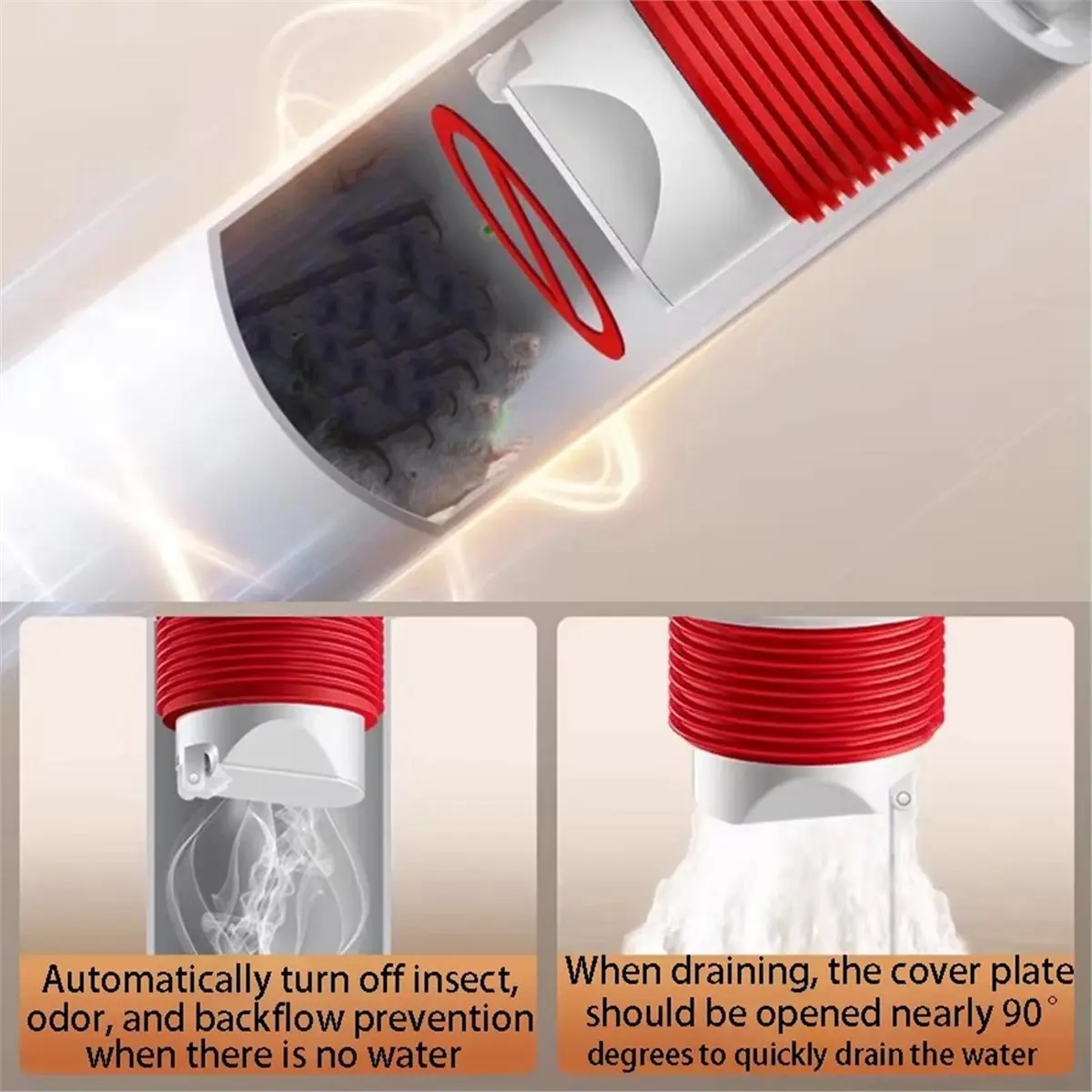 Learned- Washing Machine Anti-Odor Floor Drain Pipe 2 Joint 360° Rotation Sewer Pipe Wall Drainage Insect Proof Anti Backflow B