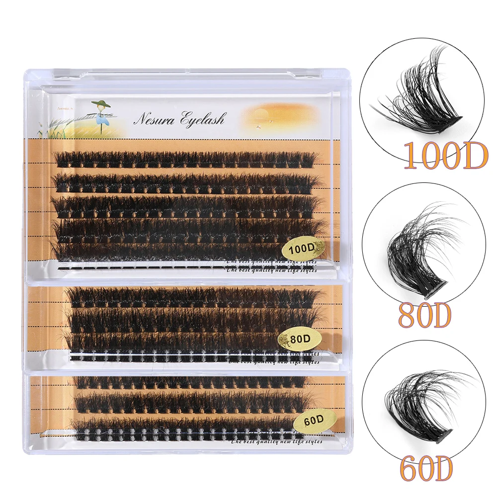 Lash Clusters DIY Lash Extensions Kit 100pcs Individual Lashes Clusters 60 80 100D D Curl Eyelash Extension Kit with Applicator