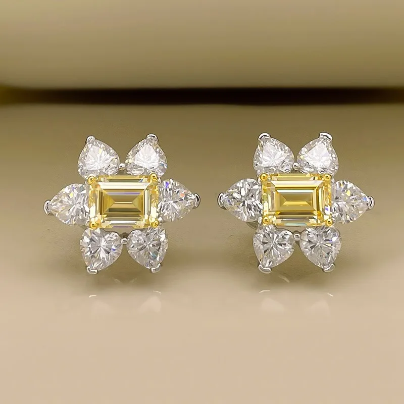 أقراط ألماس على شكل نجمة مدببة S925 أقراط من الفضة النقية، مزاج عصري، تصميم حلو ومبتكر للنساء