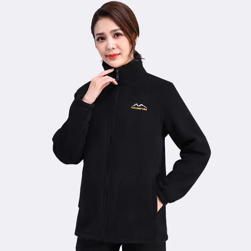 المرأة الجديدة الكورية Sweatershirt أفخم سميكة الشباب و منتصف العمر الصوف معطف الإناث بلوزة فضفاضة البريدي المطرزة سترة