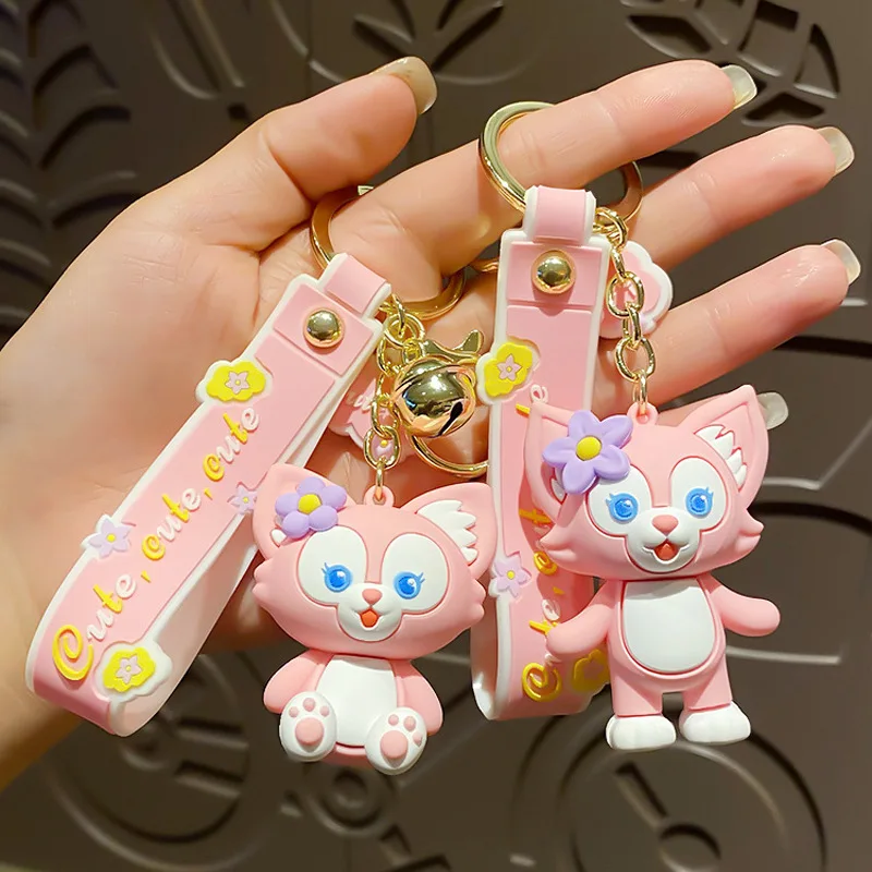 

Мультяшный очаровательный автомобильный брелок Linabell, подвеска из смолы, розовая лиса, пара рюкзаков, брелок в подарок