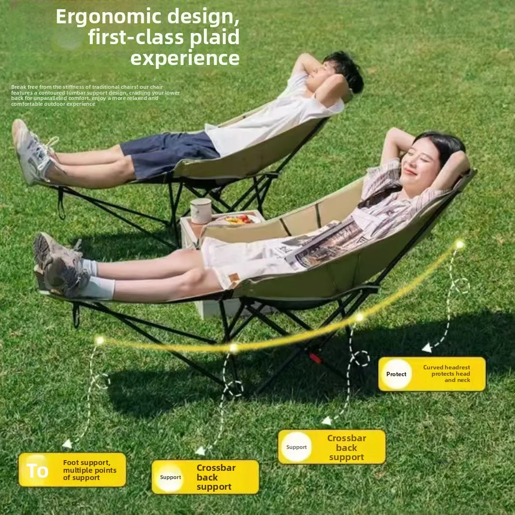 Outdoor folding chair, portable for sitting and lying down, office nap lounge chair with leg dragging, lounge chair