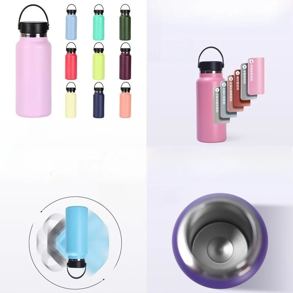 

32 унции космическая бутылка из нержавеющей стали с вакуумной изоляцией, большая емкость, спортивный кувшин для воды на открытом воздухе, портативная колба с ручкой