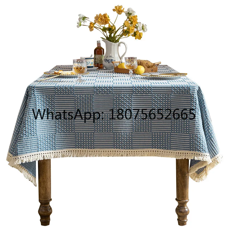 Luxury retro tablecloth with tassels - rectangular, thickened for desks