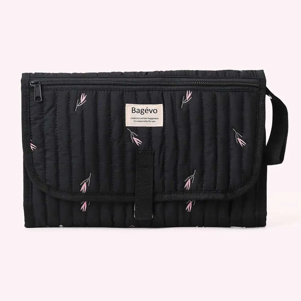 Baby Compact Diaper Changing Travel Bag with Wet Wipe Pocket Foldable Travel Diaper Mat Bag Easy-Clean for Newborn Girl &