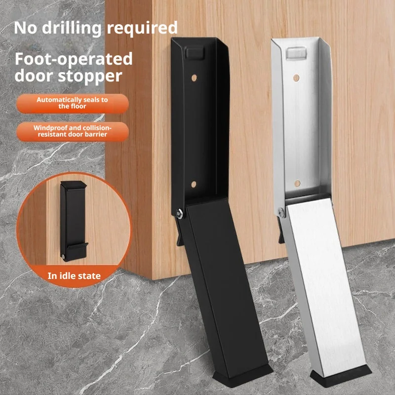 Sturdy Rental Friendly Drill-Free Door Stop, High-Quality Wind Resistant Shock-Proof Door Wedge Bumper