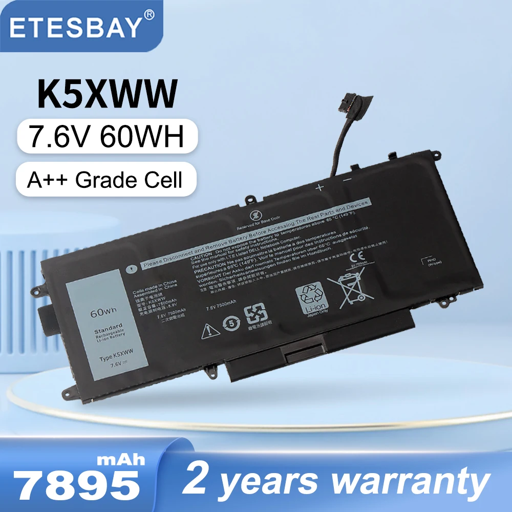 ETESBAY K5XWW 노트북 배터리 Dell Latitude 13 7389 7390 2-in-1 및 5289 2-in-1 시리즈 노트북 6CYH6 71TG4 725KY J0PGR 60Wh