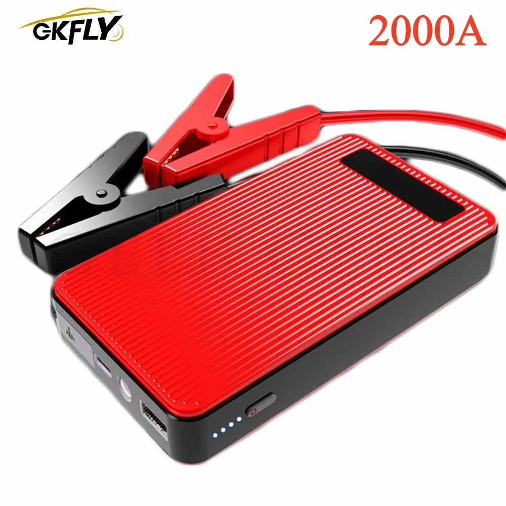 GKFLY 12V 2000A démarreur de saut de voiture Booster de batterie d'urgence multifonction 44.4Wh batterie externe Portable chargeur d'ordinateur Portable démarreur automatique