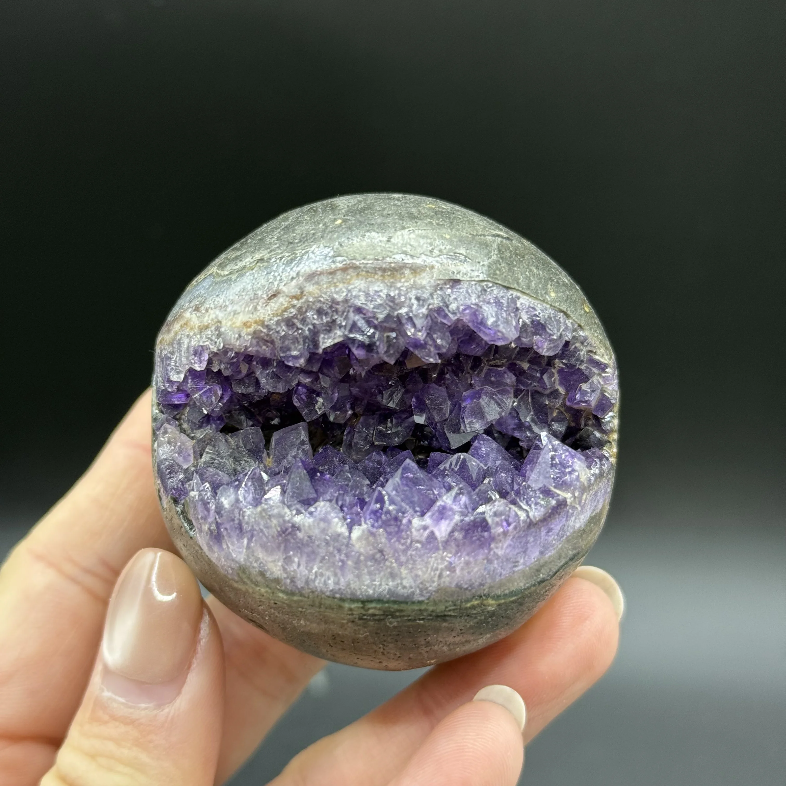 Healing Natural Crystal Amethyst Cluster Geode Sphere Open Mouth Risus Ball Energy Home Decoration Room Decor Gift