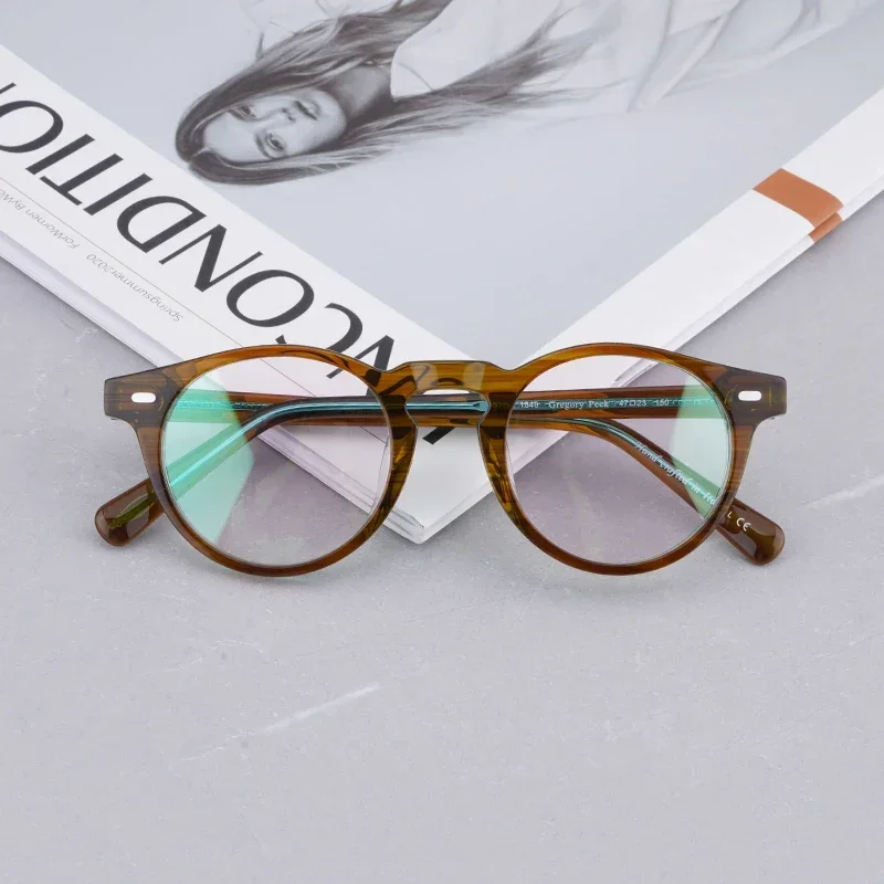 

Gregory Peck Transparent Round Glasses Women Vintage Acetate Eyeglass Frames Women Prescription Glasses Men Myopia GlassesOV5186