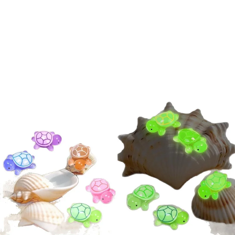 【10-Pack Glow-in-the-Dark Little Turtle】LED Car Dashboard Decor, Cute DIY Night Light Toys - Fish tank Famous Animal Figurines