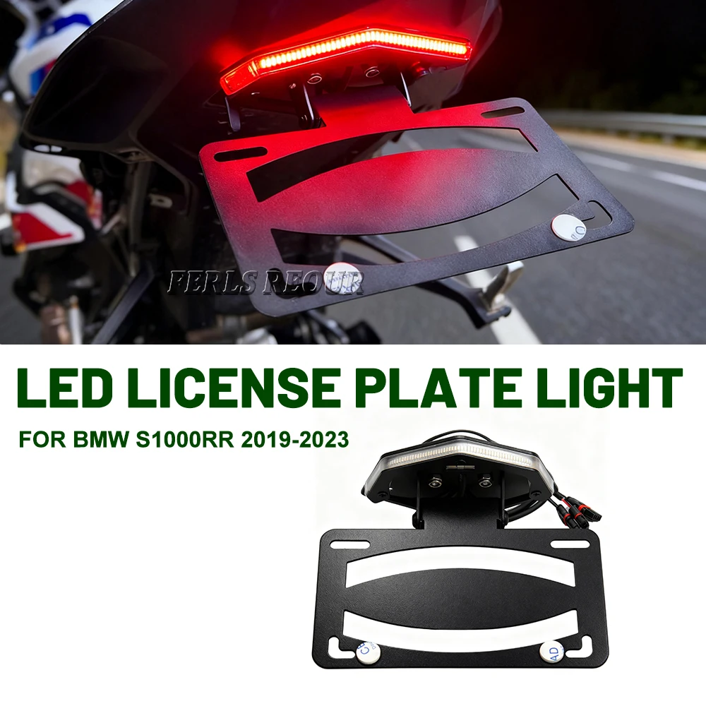 License Plate Frame Motorcycle LED Tail Light Tidy Kit for BMW S1000RR 2019-2025 Direct Fit License Plate Bracket