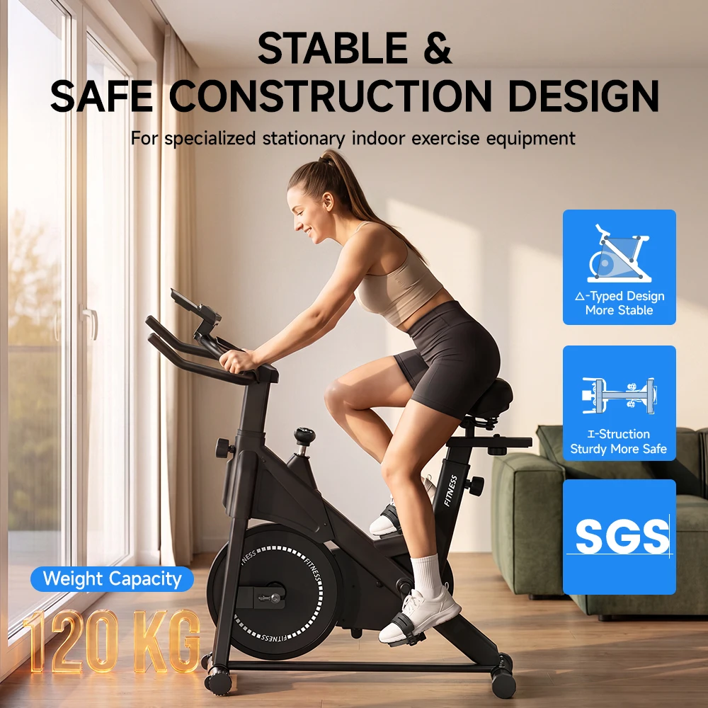 Formill DC001A & DC002A – magnetisches, stationäres Heimtrainer-Fahrrad, Indoor-Cycling-Fahrrad mit 8 kg schwerem Schwungrad, LCD-Monitor, verstellbarer Sitz und Tablet-Halterung für das Training im eigenen Fitnessraum. – Detail 11