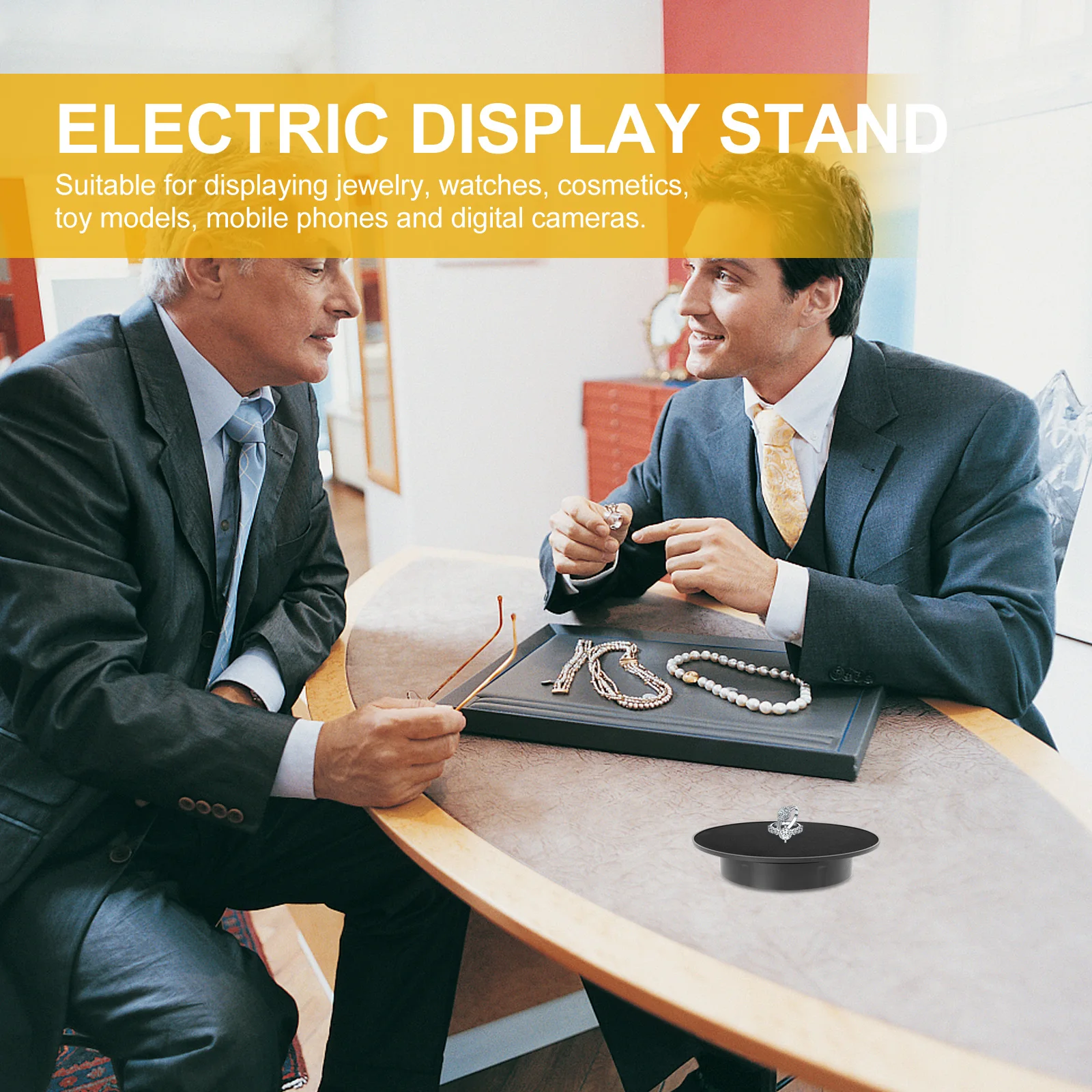 

Electric USB Powered Rotating Display Turntable Stand Revolving Jewelry Rotatable Display Rack for Watches Cosmetics Mobile