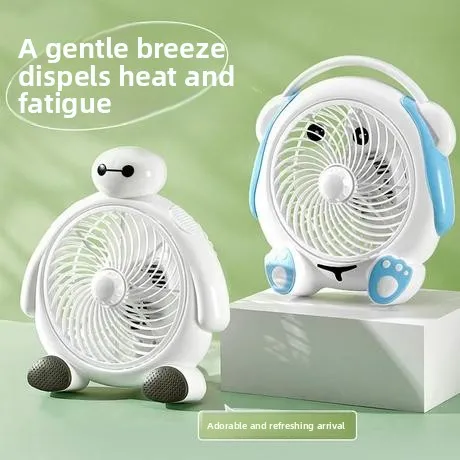 

Portable Desk Fan Quiet Office Home Use Small Student Dormi Bed Cartoon Design Battery Powered Tower Fan