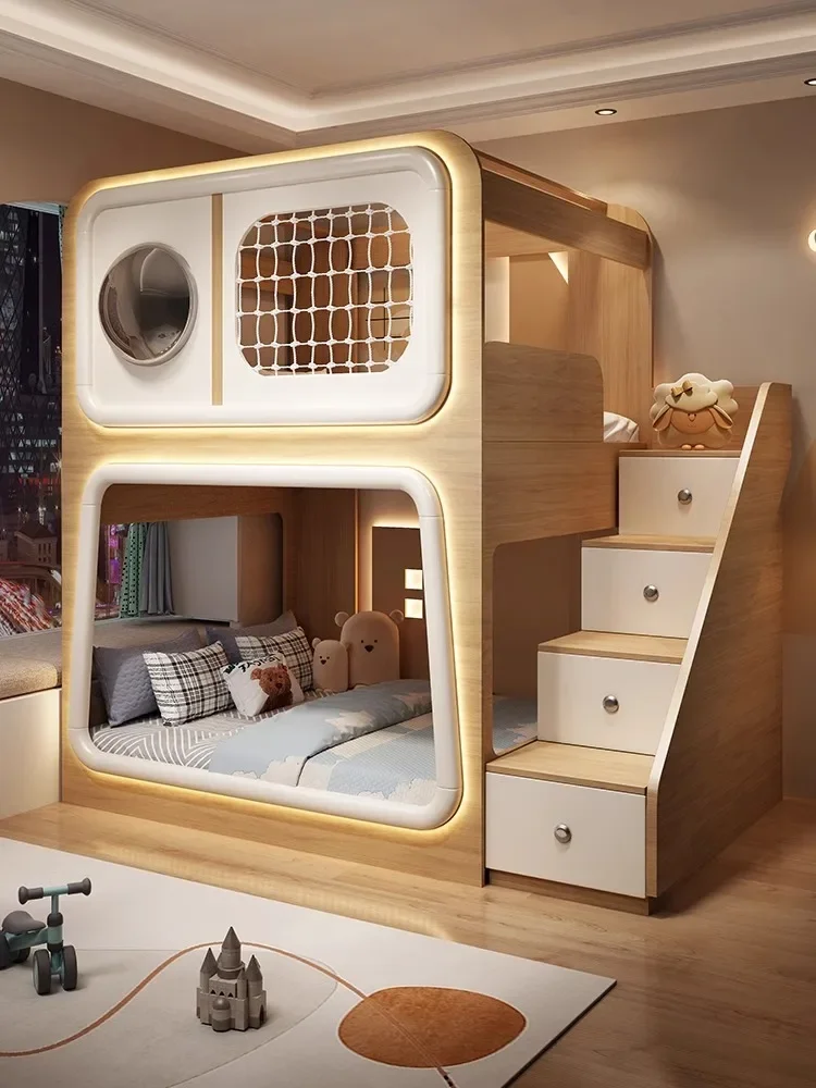 

Space capsule children's bunk , creative mother-child, high guardrail, brother and sister,