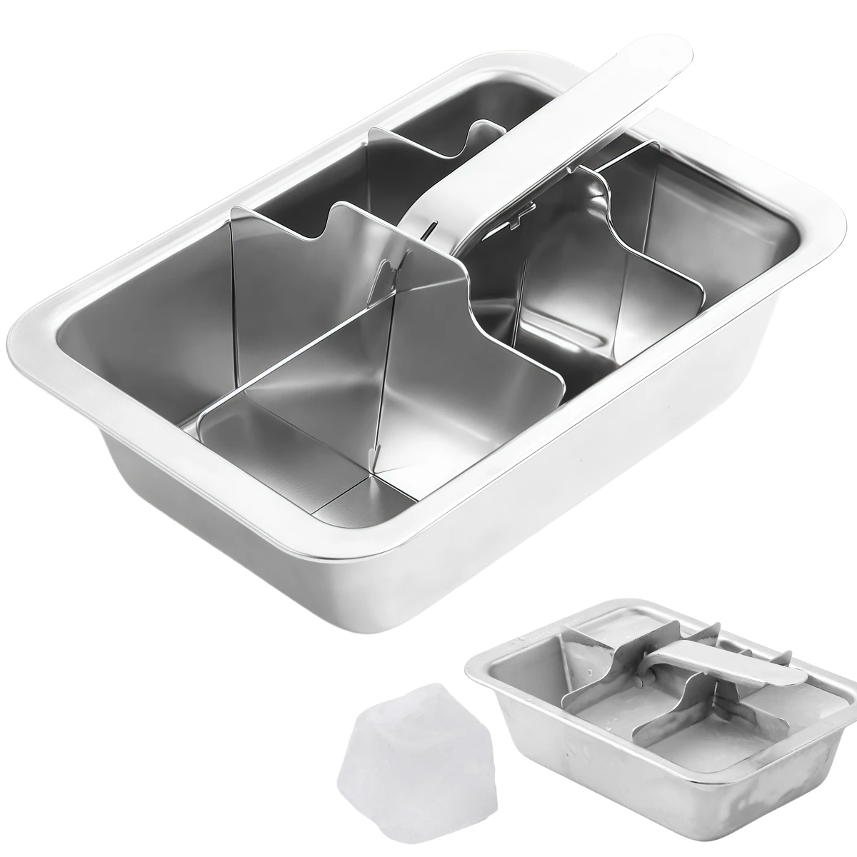 

Stainless Steel Ice Tray 6-Cavity Stainless Steel Freezer-Ice Block-Mold With Handle Large Cubes Release-Mould Reusable Tools