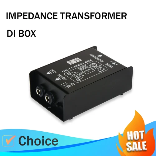 Audio pasivo DI Box 1-2 canales, sistema de sonido mono DI box caja de conexión directa de bajo ruido, subwoofer, altavoz, guitarra, bajo