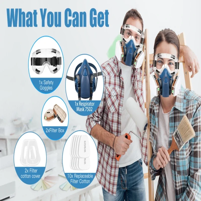 16in1 7502 Respirator Mask Protective Mask Industry Painting Spray Dust Gas Mask With 501 5N11 6001CN Chemcial Half face Mask