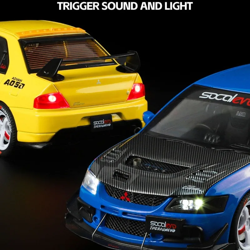 公式ライセンス取得済み 1/24 三菱 エボリューション9 改造ダイキャストカーモデル プルバック式 サウンド＆ライト付き コレクションミニチュアカー