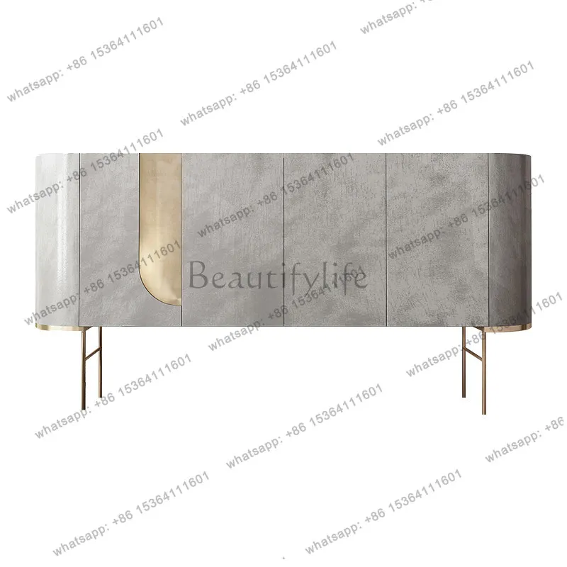 Italian light luxury style entrance storage cabinet, wabi-sabi wind advanced sense solid wood dining side cabinet