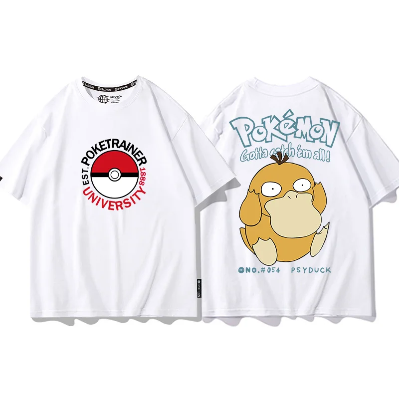 (Uniqlo) Pokemon Tshirt Pikachu small fire dragon Keda Duck Men Cotton T-shirt Top Summer Women Cotton T-Shirt Mens Clothing