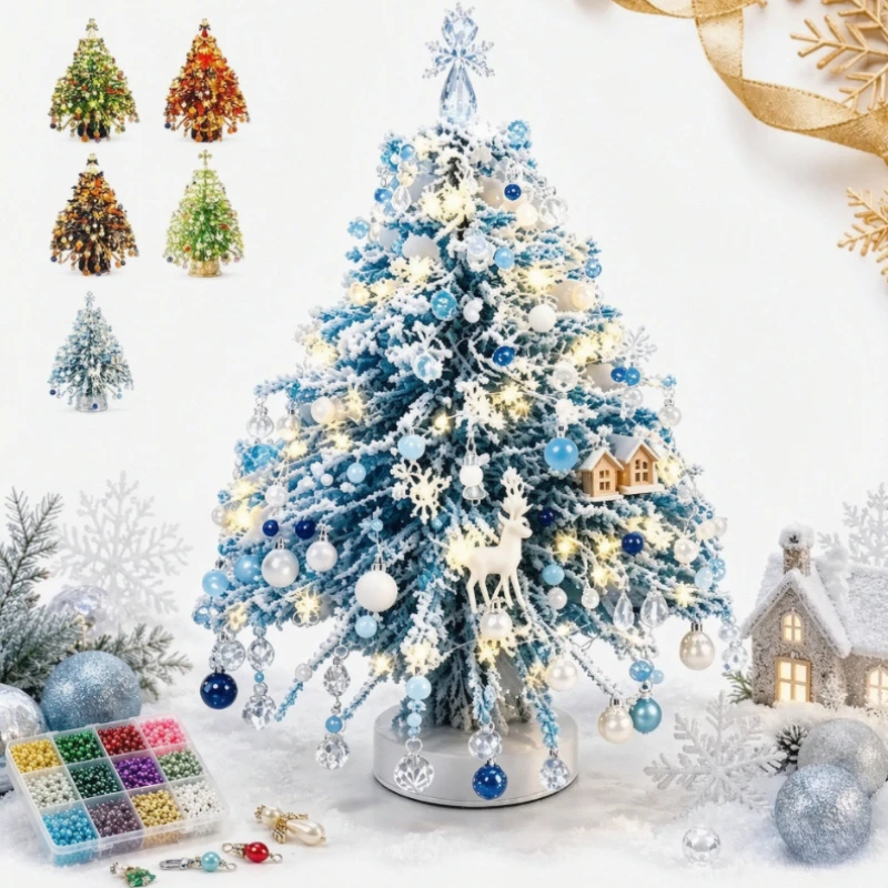 DIY Beaded Christmas Tree Craft Kit Adults Handmade Creativity Toys Mini Crystal Bead Weaving Set Xmas Holiday Decor Party Gift