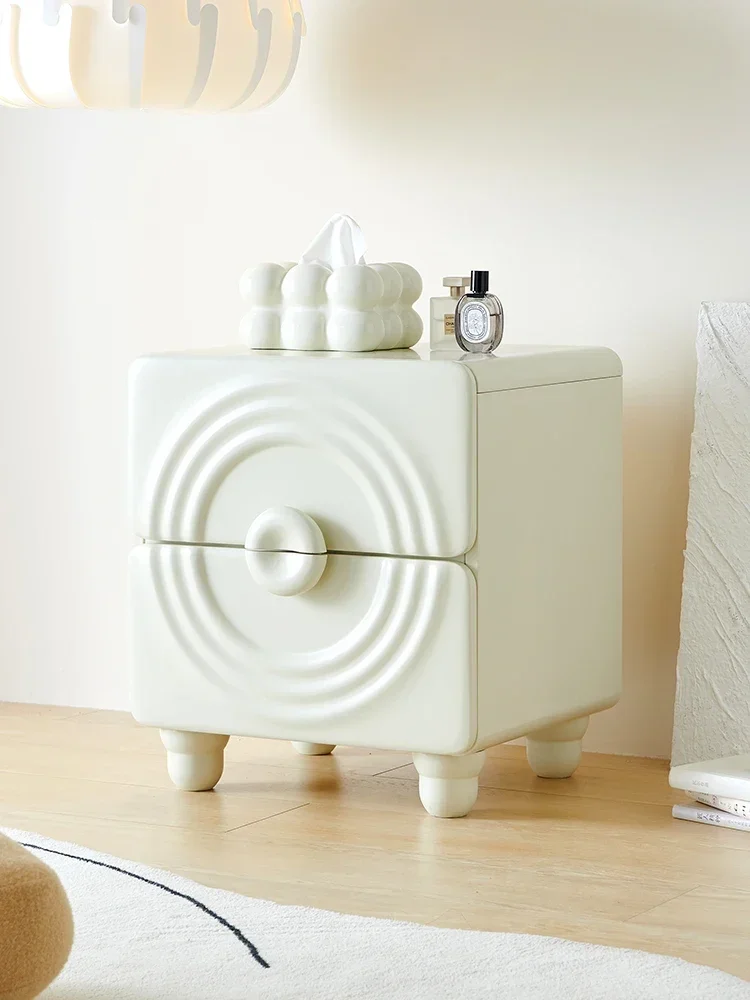 

Nordic Light Luxury Solid Wood Bedside Cabinet Modern Minimalist Mini Storage Cabinet French Cream Style Bedside Cabinet