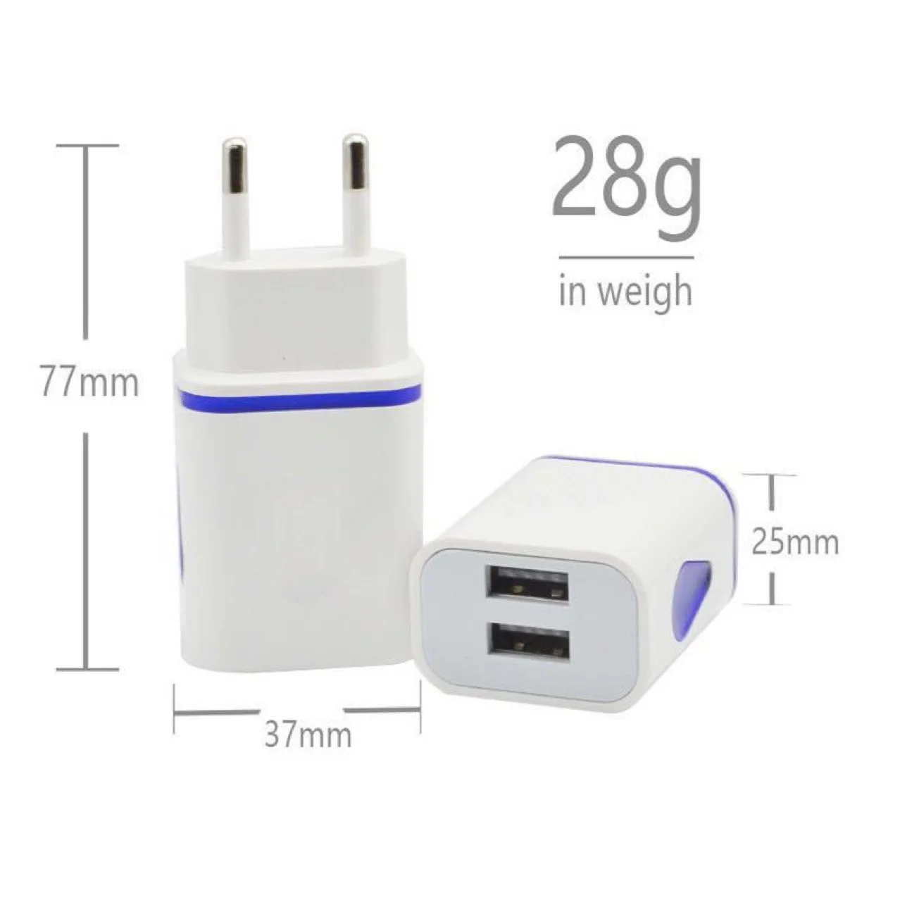 AC DC Mobile Phone Charger Adapter 5V 2A Illuminate Fast Charger 2 USB Port EU US Power Supply For Iphone Samsung Huawei Xiaomi