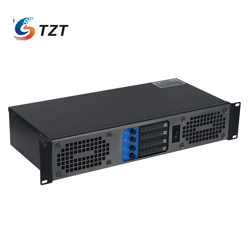TZT 1000Wx4 전문 후면 스테이지 전력 증폭기 무대 성능 KTV 고출력 디지털 CA 듀얼 오디오 증폭기