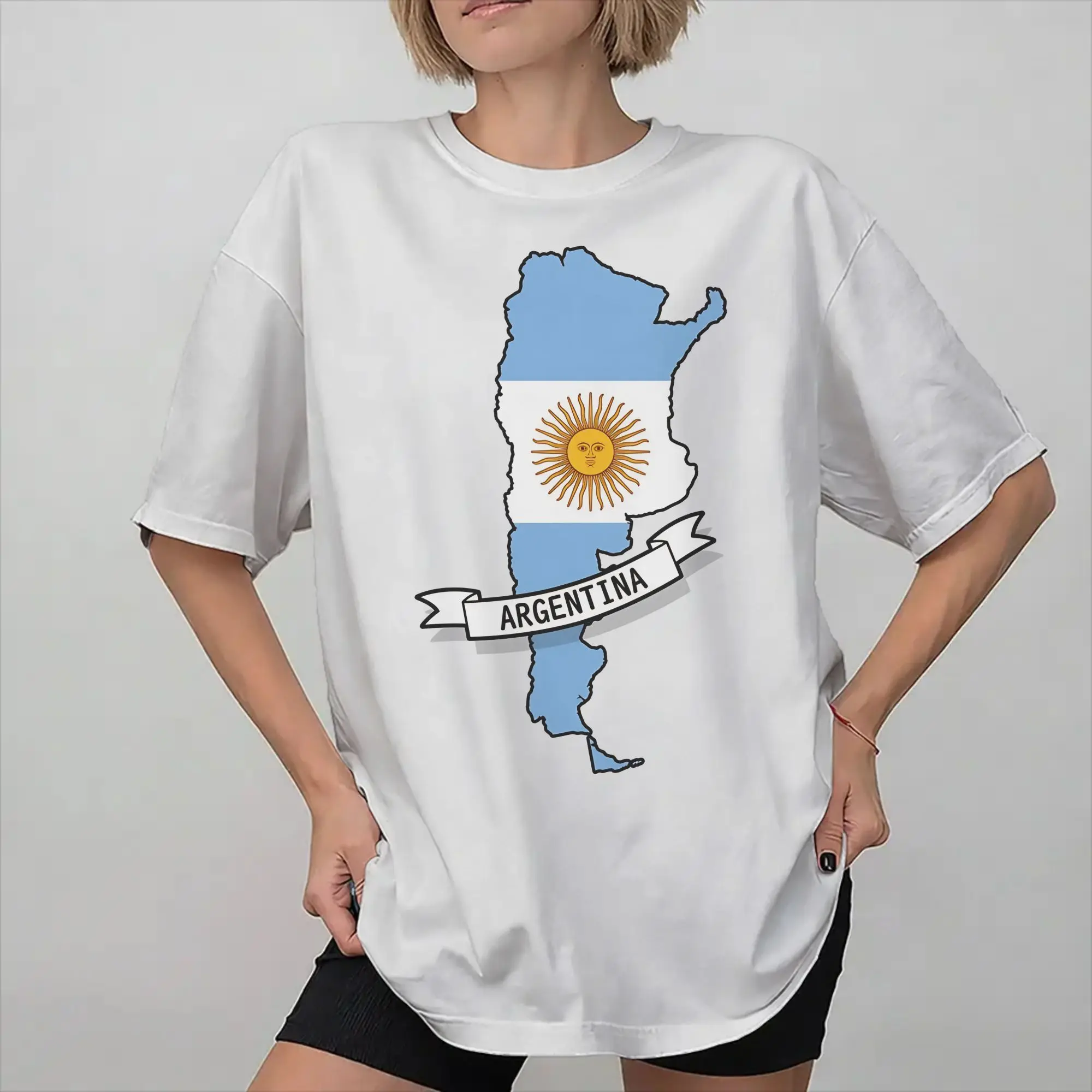 Camisetas estampadas de fútbol argentino Las Malvinas, camiseta de algodón para hombres y mujeres, ropa