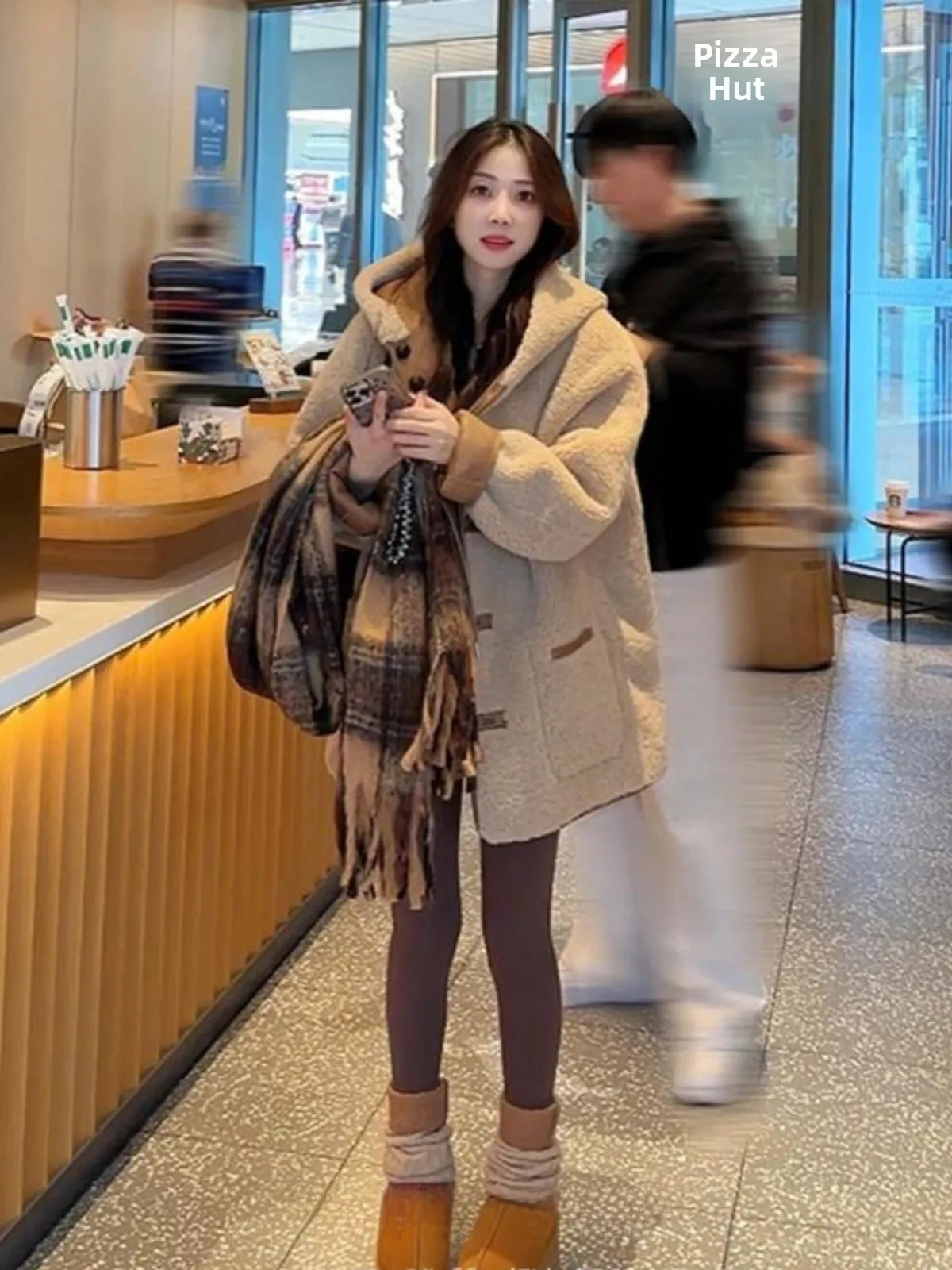 

Retro Hooded Double-Sided Wear Lamb Fur Jacket Women's Spring New Korean Style Lazy Loose Thick Warm Top Coat