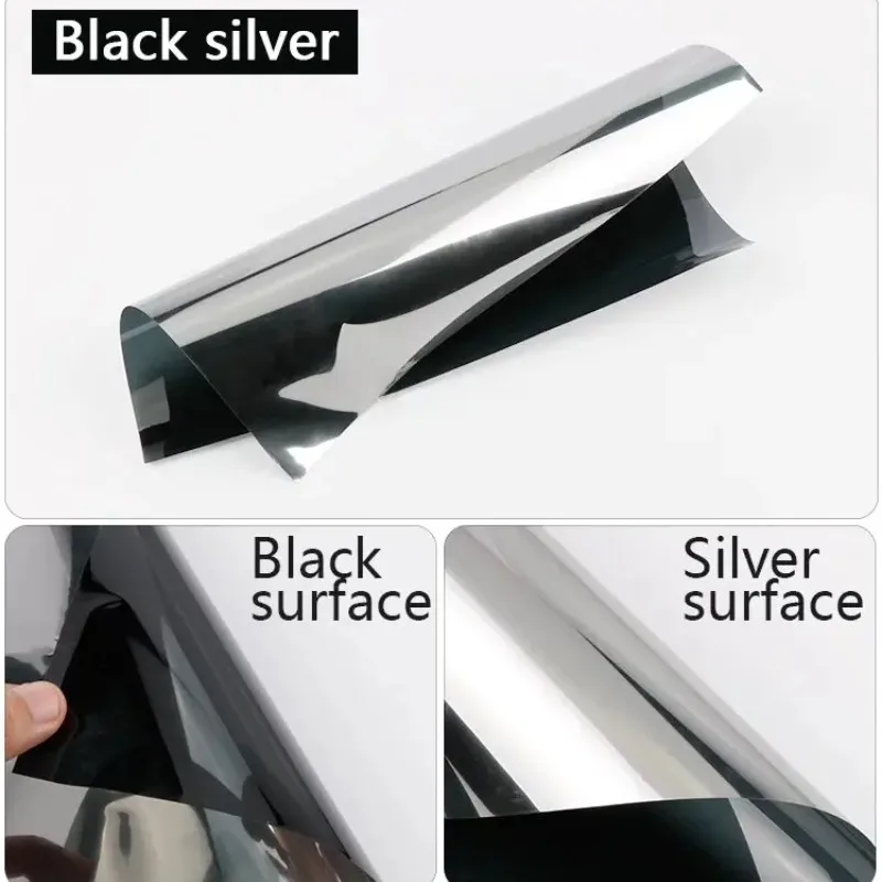 One Way Vision Black Silver Window Mirror Glass Film Static Cling UV Rejection Privacy Protection for Building House Decoration