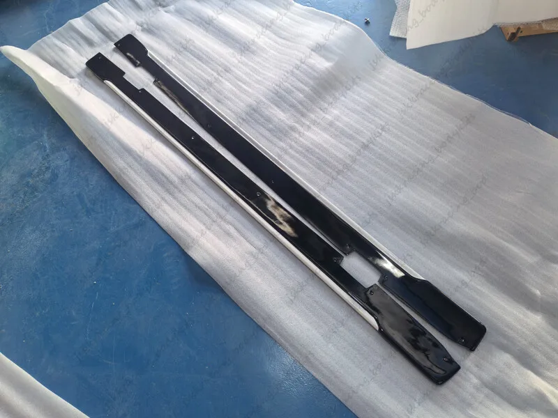 

For Mini Cooper R53 Side Skirt Extension Addon Underboard Glossy Black W/white