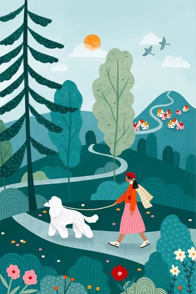 

Girl with Dog Walk 500/1000/1200/2000 PCS Jigsaw Puzzles Family Activity Relaxing Games for Living Room Home Decor Gift