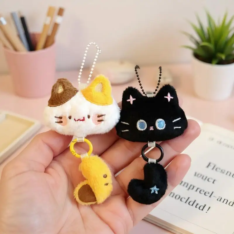 قلادة قطيفة على شكل كلب كرتوني لطيف على شكل ذيل صغير؛ سلسلة مفاتيح أنيقة وزخرفة حقيبة الظهر؛ هدية مثالية للأصدقاء والشركاء.